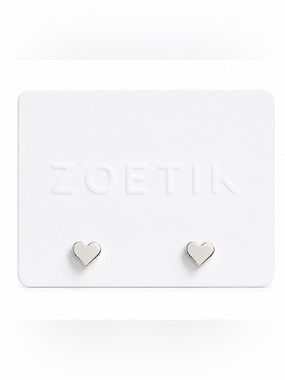 Zoetik Silver Tone Heart Stud Earrings Minimalist Dainty Romantic Everyday
